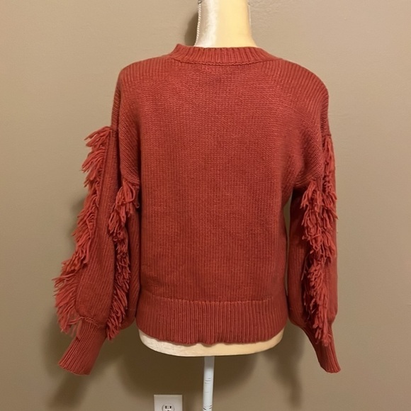 ANN Taylor Fringe Sleeve Sweater Pucker Pink Size M - Picture 5 of 7